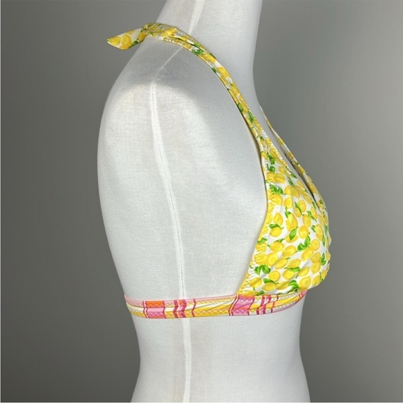 Vintage Hobie Lemons Pink Plaid Y2K Halter Bikini Top No Size Tag Sz S Retro - Picture 3 of 12